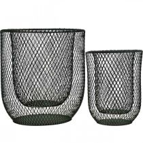 Product Candlestick black metal wire basket Ø23cm/16cm set of 2