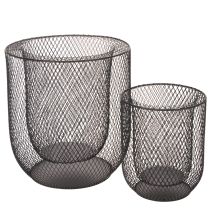Product Modern candleholder Black metal basket Ø28.5/18cm Set of 2