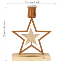 Product Candlestick candles star heart fir brown H16.5cm assorted 3pcs