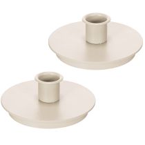 Product Round Cream Candle Holders for Taper Candles 10cm Set of 2
```html
<h2>Round Cream Candle Holders for Taper Candles</h2>
<p>
This set of two round candle holders is designed to hold taper candles with a diameter of up to 21mm. Made from sturdy metal a
