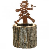 Flower pot wood planter wood look rust scarecrow H24.5cm