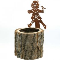 Product Flower pot wood planter wood look rust scarecrow H24.5cm