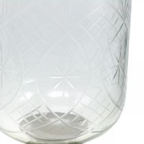 Lantern Glass Candlestick Antique Look Silver Ø11.5cm H42.5cm