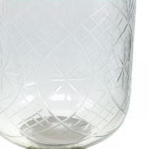 Lantern glass with base antique look silver Ø17cm H31.5cm