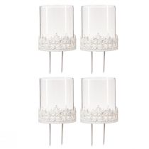 Product Candle holder with thorn tealight holder white H8cm 4 pcs