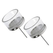 Candle holder with glass silver 4pcs