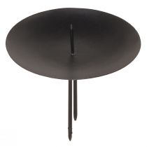 Product Candle holder for sticking black for narrow pillar candles Ø6.5cm 4 pcs