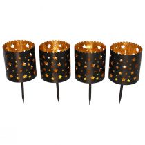 Product Candle holder advent wreath to stick black gold Ø6cm 4pcs