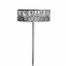 Product Filigree candle holder for sticking silver Ø6.4cm H12.5cm 4 pcs antique look