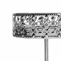 Product Filigree candle holder for sticking silver Ø6.4cm H12.5cm 4 pcs antique look