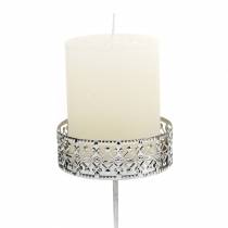 Product Floral Candle Holders Silver Ø7.4cm H12.5cm Antique Look 4 pcs