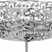 Product Floral Candle Holders for Sticking Silver Ø8.8cm H13.7cm 4 pcs Antique Look