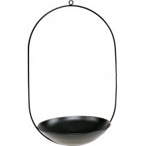 Decorative bowl to hang black metal ring Scandi decoration 28 × 54cm