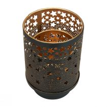 Product Candle holder metal black/gold stars H13.5cm/19cm set of 2