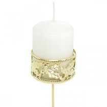 Product Tealight holder to stick, Advent decoration, candle holder holly decor Golden Ø5.5cm 4pcs