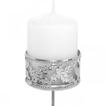 Product Candlestick with palm, tealight holder for Advent wreath silver Ø5.5cm 4pcs
