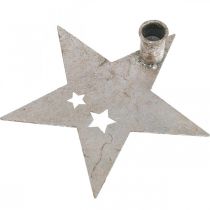 Product Metal decoration star, tapered candle holder for Christmas silver, antique look 20cm × 19.5cm