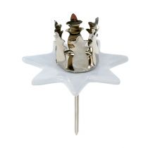 Product Candlestick star white-silver Ø6cm 4pcs