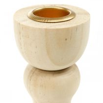 Product Candle holder wooden table decoration for taper candles H17cm 2 pcs
