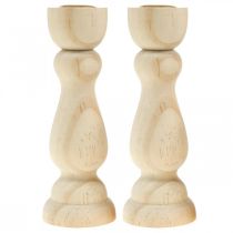 Product Candle holder wooden table decoration for taper candles H17cm 2 pcs