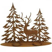 Product Candlestick window decoration deer in the forest rust decoration 38x30cm