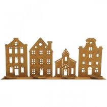 Product Candlestick Christmas lights decorative houses rust 52×12cm