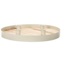 Product Round Wooden Candle Tray for Four Taper Candles - 30cm
