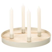 Product Round Wooden Candle Tray for Four Taper Candles - 30cm