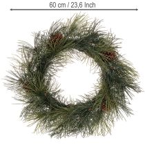 Product Artificial Pine Branch Wreath with Cones 60 cm Green
