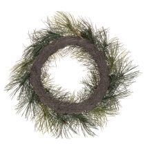 Product Artificial Pine Branch Wreath with Cones 60 cm Green