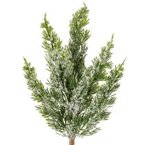 Product Künstlicher beschneiter Kieferzweig, 40 cm, Set aus 3, grün-weiß, für Adventsgestecke