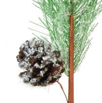 Product Artificial pine branch green glitter with cones L55cm