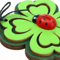 Shamrock with ladybugs for hanging Green 7cm 6pcs