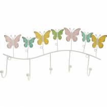 Spring decoration, hook rail with butterflies, metal decoration, decorative wardrobe 36cm