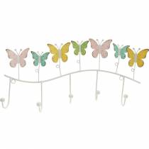 Product Spring decoration, hook rail with butterflies, metal decoration, decorative wardrobe 36cm