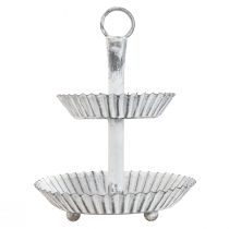 Product Shabby Chic Metal White 2-Tier Serving Stand, 16.5cm