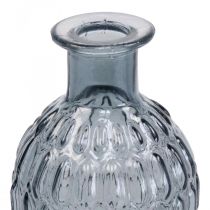 Small glass vase vase honeycomb glass blue gray H20cm 6pcs