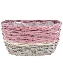 Basket oval set of 3 pink, nature