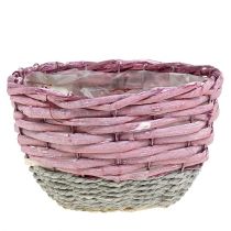 Basket round set of 3 Ø14cm - 24cm pink, natural