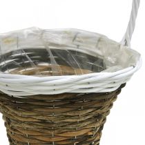 Product Handle basket, natural basket for planting, flower basket round natural, white H49cm Ø23.5cm