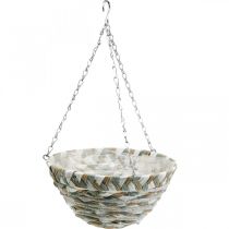 Plant basket for hanging, flower basket braided white, grey, natural H16cm Ø30cm
