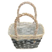 Basket with handle cream-gray 20,5cm x 14cm H13cm
