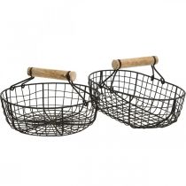 Metal basket with handle, basket for planting, wire basket variation brown, natural H10.5/12/13/11.5cm set of 4