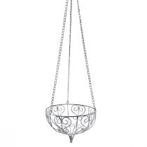 Basket metal for hanging metal decoration white gray Ø24cm H19cm