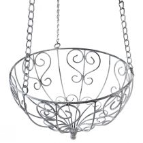 Product Basket metal for hanging metal decoration white grey Ø24cm H19cm