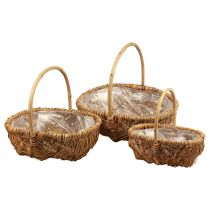 Basket plant basket woven basket with handle natural 33/28/22cm set of 3