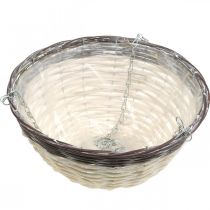 Product Decorative basket for hanging hanging basket white, dark brown Ø34cm