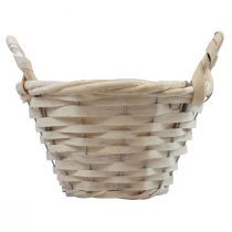 Basket with handles Chip basket plant basket whitened Ø18cm H12cm