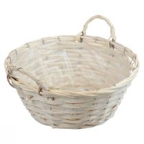 Basket with handles Chip basket plant basket whitened Ø35cm H15cm