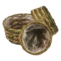 Basket round plant basket braided green wood Ø26/21/18cm set of 3